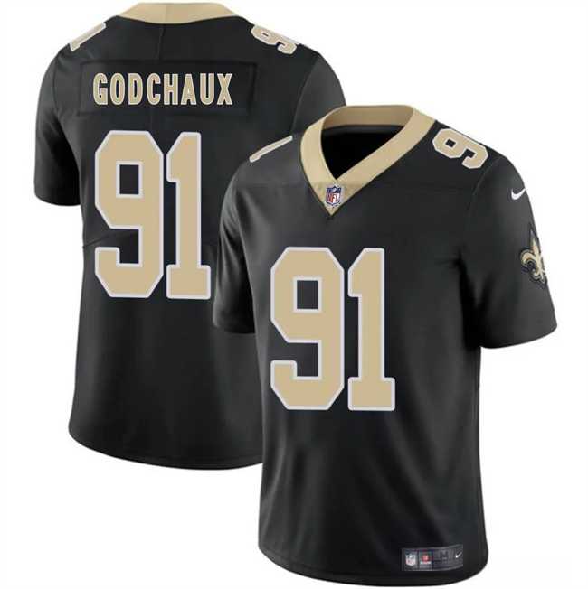 Men & Women & Youth New Orleans Saints #91 Davon Godchaux Black 2025 Vapor Limited Stitched Jersey->new orleans saints->NFL Jersey